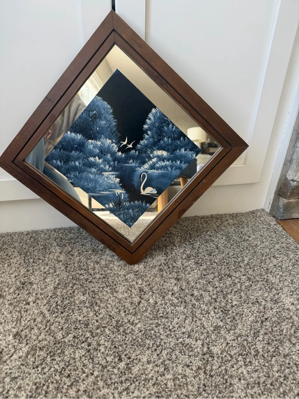 Tom Dunham Swan Painting on a Mirror